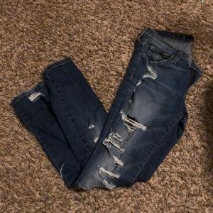 Super ripped Flying Monkey low rise ankle jeans